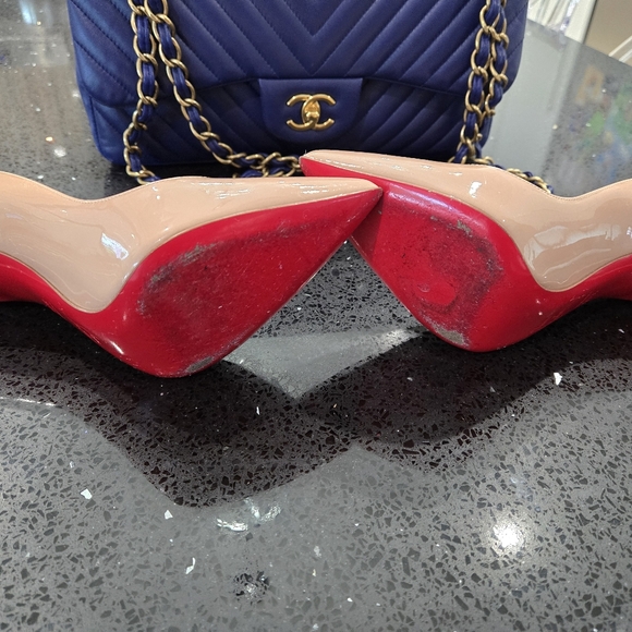 Christian Louboutin Nude Patent Leather Pumps - Picture 4 of 7